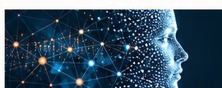 Abstract blue connected network and digital human profile